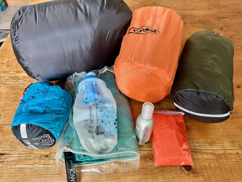 Contents of front panniers